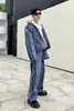 Luzhen Style coréen hommes ensembles trois dimensions épissage Niche Design veste en jean beau plissé Baggy Jeans deux pièces E5df5d 61Z6 #
