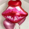 Dekorasyon 8pcs dev ruj folyo balonlar kırmızı dudak topları düğün makyaj teması kızlar parti sevgililer günü spa doğum günü gelin dekor