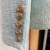 High Street Est Designer Kurtka Klasyczne metalowe guziki Tweed Blazer Mint Green 240318