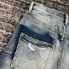 Men's Jeans Men Scratch Distressed Slim Fit Blue