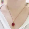 Kedjor Designer 585 Purple Gold Classic Fashion Inlaid Red Gem Necklace Pendant Plated 14k Rose in Engagement Wedding Jewelry