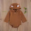 Jumpsuits Born Baby Girls Boys Romper Solid Bear Ear Hooded Long Sleeve Button Lovely 0-18M Drop Delivery Kids Maternity Clothing Romp Dhv97