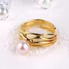 2024 New Design Pearl Ring Gold Silver Color Adjustable Rings For Women Korean Fashion Jewelry Party Luxury Accessory