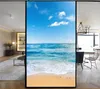 Pegatinas para ventanas, película decorativa para ventanas de privacidad, hermoso vitral de mar, sin pegamento, tinte estático esmerilado 85