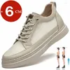 Casual skor sommar 6 cm män hiss sneakers ko läder mesh lyft fritid designer höjd ökar högre