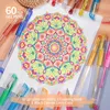 Paket parıltılı jel kalem seti 60 renk, eşleşen renk doldurma ile 48 12 sınıfı kalem içerir.