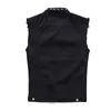 NOWOŚĆ 2022 DERNIM VEST MEN Punk Rock Nirivet Cowboy Black Dżinsy kamizelki fi Men Motorcycle Style Tlee Dżines JEANS M-6XL V7I5##