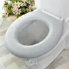 Toalettstol täcker 1-4 st vinter varmt täcke stängning matta badrumstillbehör stickning ren färg mjuk o-form pad bidet
