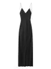 ONKOGENE Frauen Backless Sexy Kleid 2023 Herbst Mode Elegante Weibliche Tiefem V-ausschnitt Ärmel Schlank Solide Party Nacht 240312