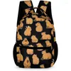 バックパックCapybara Gift for Kids Boys Girls Polyester Fashion School Bag Print Travel Stylish Laptop BookBag Black