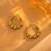 Boucles d'oreilles créoles en métal plaqué or et acier inoxydable, perles minimalistes élégantes pour femmes et filles, bijoux d'oreille simples