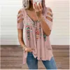 Designer Damesmode Casual T-shirt 2024 zomer Dames V-hals Rits Print Korte mouw Los T-shirt Dames Top dames katoenen blouse t-shirts dames shirts9GCL