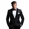 Ternos masculinos de alta qualidade preto único breasted xale lapela formal 2 peça jaqueta calças traje casamento homme magro ajuste terno d9xK #