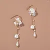 Kolczyki Dangle 2Pairs Eleganckie kolczyki opalowe dla kobiet Pearl Ear Stud Korean Fashion Biżuter Wedding Party Prezent Hurtowy