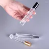 Bouteilles de stockage Bouteille de pulvérisation de parfum en verre carré et rond de 10 ml de long avec buse en aluminium électrochimique