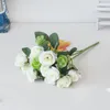 Dekorative Blumen 10 Köpfe künstliche rosa Rose Eukalyptus Bouquet Hochzeit Braut Blume Wohnzimmer Tisch Haus Dekoration Fälschte