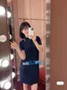 2024 Summer New Women's Dress Casual Knitted Skirt Woolen Sweater Women's Short sleeved Polo Sweater Knitted Sweater Pullover Summer Designer Navy Collar S-L