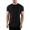 T-shirt de ginásio simples homens verão roupas de fitness o-pescoço manga curta t camisa de algodão fino ajuste tshirt musculação treino camisetas tops 240325