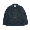 1920s Vintage US Army Spring Summer Blue Denim Work Uniforms Loose Pullover Shirt Jacket x9Xq#