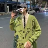 abfer Autumn Oversize Cardigan Men Knitted Dinosaur Sweater Streetwear Loose Male Women Coat 2021 Doodle Hip Hop Pattern Winter m0TL#