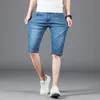男性用のデニムショートジーンズ薄いカジュアルfiサマーパンツエラスティックストレートデイリーストリートズボンe0om＃