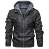 Män varumärke militär huva blixtlås Motorcykel läderjacka PU läderjackor Autumn Coat Plus Size S-5XL Dropship 2023 Q9ZQ#