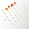 Disposable Flatware 100pcs Food Pick Cake Dessert Fruit Salad Fork Pumpkin Leaf Toothpick Wholesale