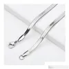 Catene Collana in argento sterling 925 4 mm Catena a maglia piatta serpente Girocollo corto Lama Collane di clavicola Accessori Gioielli per uomo Dro Otcim