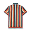 Projektantka Polo Casablanca T Shirt Mens Trendy Stripes 2024 Summer Ice Silk Fashion Casual Beach Mens Cardigan Short Sleved Shirt