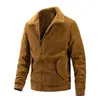 Men's Jackets Winter Men Vintage Brown Long Sleeve Double Sided Fleece Jacket Oversize Plus Size Baseball Zip Up Windbreaker Outerwear