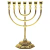 Świec Holders Izrael Menorah Temple 7 Prezent Bożego Narodzenia żydowskie religijne religijne Graal Gold Holder Ornaments