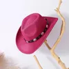 Boinas Sombrero de vaquero occidental para mujeres Hombres Vintage Estilo antiguo Panamá Clásico Fedora con cinturón Sombreros de moda al aire libre