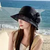 Brede Rand Hoeden Vintage Elegante Bloem Zon Dames Bruiloft Floppy Hoed Voor Vrouwen Zomer Anti-UV Reizen Strand Caps