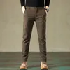 2023 Men's Autumn Busin Casual Cott Pants Elastic Straight Formal Fi Trousers Male Brand Clothing O4ry#