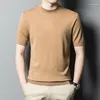 Men's Sweaters Men Worsted Wool Sweater Shirt 2024 Spring Short Sleeve Can Be Mashine Washed Man Pullovers Knitted Pure Tshirt