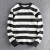 autumn Japanese Retro Heavyweight 280g Lg-sleeved O-neck Striped T-shirt Men's Fi Pure Cott Wed Loose Casual Tops F4w6#