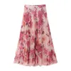 Springsummer Womens Fashion Flower Print Shirt kjol Set 240320