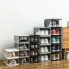 Caixas de acrílico tênis caixas de armazenamento dobrável sapato armazenamento fantástico tijolo transparente plástico à prova de poeira sapato gabinete ferramenta de armazenamento