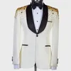 Smoking LuxuryOne Piece Blazer Men Suits One Butt Satin Wide Lapel Formal Beads Diamds Party Wedding Groom Plus Size Tailored E4UQ #