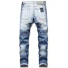 Jeans da donna Pantaloni di jeans blu con cuciture colorate da uomo leggeri di lusso Decorazione strappata da mendicante Pantaloni lunghi stile casual classico slim fit;