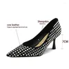 Dress Shoes Women's With Belt On The Back Heel Natural Leather In Spring Square Socks High Heeled Glass Slippers Boat