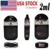 USA Stock engångsvapspenna 2 ml platt pod e-cigaretter tomma tjocka oljevagnar laddningsbara 280mAh batteris keramiska spole förångare prov pennor anpassad logotyp oem 50 st mycket mycket