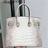 Luxurys Véritable sac à main en cuir Bk Crocodile du Nil Himalayan Crocodile portable de luxe pour les femmes