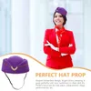 Berets Flight Attendant Hat Women Stewardess Cap Captain Pilot Navy Air Hostess Headdress Halloween