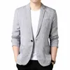 Costume en lin pour hommes, printemps et été, petit costume en lin fin, vêtements décontractés, tendance, simple ouest, manteau pour hommes M2Jn #