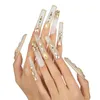 hot original wear nail False Nails long fake nails very beautiful stunning stunning artwork in champagne diamond style