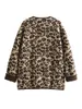 Capispalla Taglie forti Abbigliamento donna Cappotto Senza colletto Giacca in peluche a maniche lunghe Autunno e inverno Stampa leopardata Busto caldo 108-122 cm