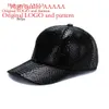 New Genuine Leather Snake Print Sheepskin Baseball Men's Duckbill Cap, Adjustable for Spring and Autumn