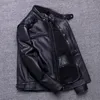 ayunsue nuovi uomini di autunno genuino giacca di pelle ricamo cranio cappotto di pelle di vacchetta uomo biker giacche Jaqueta Masculina SQQ342 M31g #