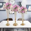 Vases 2Pcs/lot Home Decoration Flower Stand Gold Crystal Wedding Table Centerpiece Tall Metal Vase For Party Events Anniversary